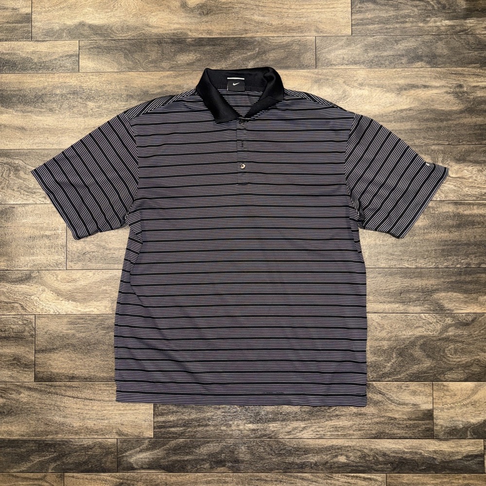 Nike Golf Dri-FIT Performance Polo Shirt Short-Sleeved Striped Men's Size Large